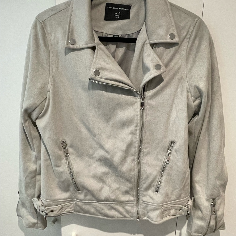 Dorothy Perkins Light Gray Leather Jacket